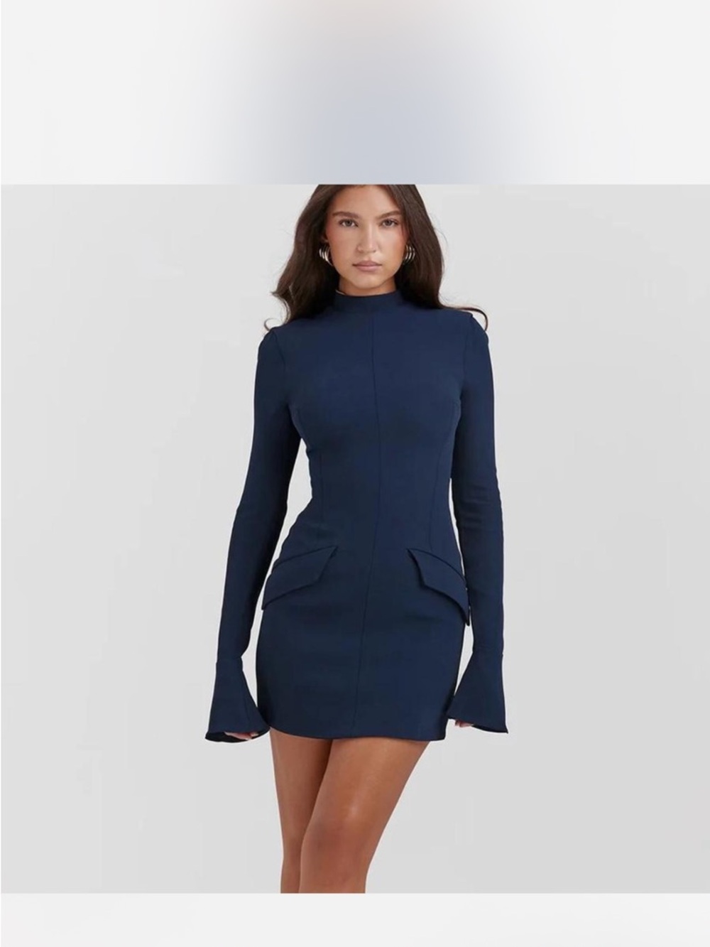Long-Sleeve Navy Mini Dress